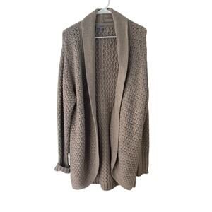 Athleta Chunky Knit Wool Yak Long Cardigan Shawl Collar Neutral Minimalist Sz M